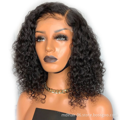 Mink Hair Raw Brazilian Short Deep Curly Lace Frontal Wigs Human Virgin Hair Unprocessed 8 Inch Bob Deep Wave Wig